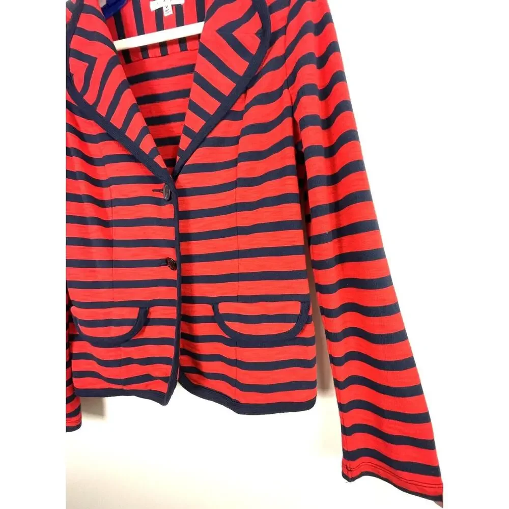 CAbi Yacht Club Jacket Blazer Red/Navy Striped Nautical Style 224 Women's Medium